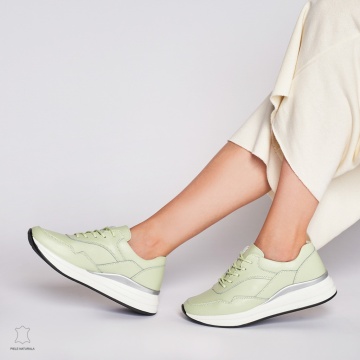 Pantofi Casual dama din Piele naturala Multicolor CRL1234 VERDE - Img 4