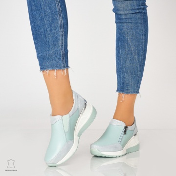 Pantofi Casual Dama Piele Naturala CRL0072 VERDE - Img 2