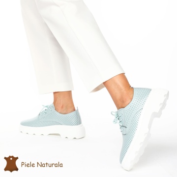 Pantofi Casual Dama Piele naturală CRL0207 ALBASTRU - Img 2