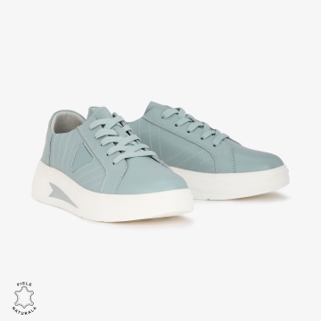 Pantofi Casual de dama din Piele naturala CRL0523 ALBASTRU - Img 2