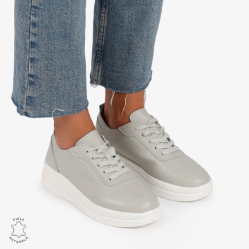 Pantofi Casual de dama din Piele Naturala CRL1206 GRI - Img 2