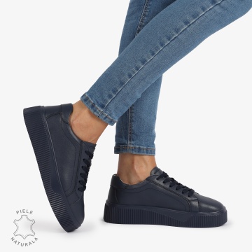 Pantofi Casual de dama din Piele Naturala CRL1222 NAVY - Img 2