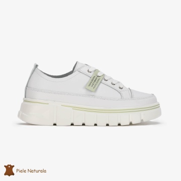 Pantofi Casual de dama din Piele naturala Interior confortabil CRL0488 Alb - Img 2