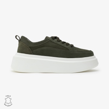Pantofi Casual de dama din Piele Naturala Intoarsa CRL0567 VERDE - Img 2