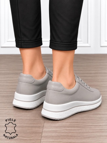 Pantofi casual din piele naturală pentru damă cu design versatil CRL1909 GRI - Img 3