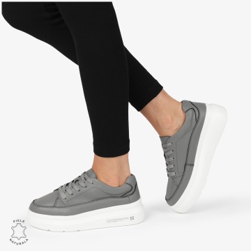 Pantofi CASUAL PIELE NATURALA CRL1271 Gri inchis - Img 2