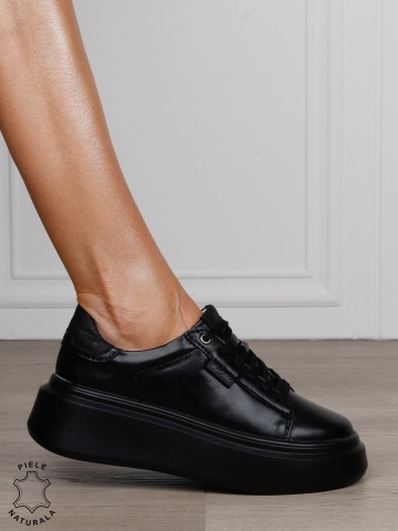 Pantofi CASUAL PIELE NATURALA CU SIRET CRL1449 NEGRU