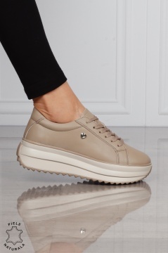 Pantofi CASUAL PIELE NATURALA cu talpa inalta CRL1275 KHAKI