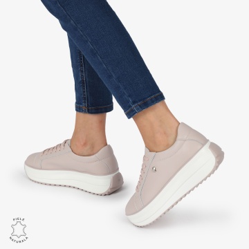 Pantofi CASUAL PIELE NATURALA cu talpa inalta CRL1275 Mov - Img 3