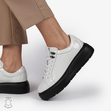 Pantofi CASUAL PIELE NATURALA LACUITA CRL1294 ALB - Img 3