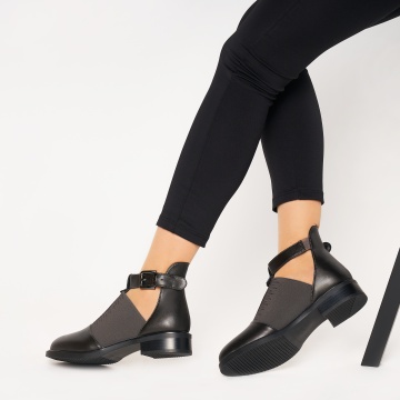 Pantofi cu toc de dama din piele Ecologica CRL0164 Gri - Img 3