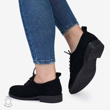 Pantofi dama CASUAL din Piele Naturala INTOARSA CRL0984 NEGRU - Img 2