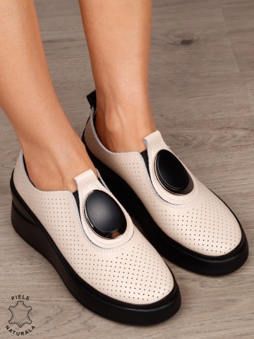 Pantofi damă din piele naturală model comod cu element decorativ frontal CRL1443 ROZ - Img 2