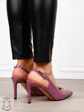 Pantofi dama eleganti din piele naturala cu toc subtire clasic CRL1635 MOV - Img 4