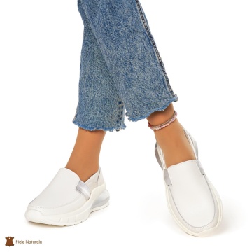 Pantofi Dama Piele Naturala din calitate inalta CRL0083 ALB - Img 2