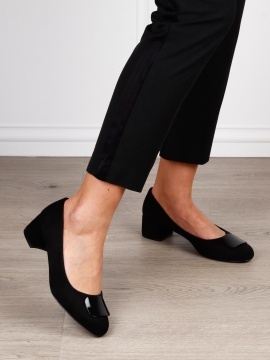 Pantofi Eleganti dama din piele Ecologica intoarsa cu brant din piele naturala CRL1584 Negru - Img 3
