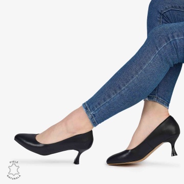 Pantofi Eleganți dama din Piele Naturala CRL0980 NEGRU - Img 2