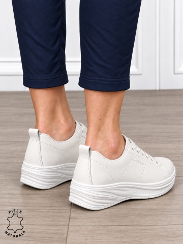 Pantofi sport damă din piele naturală cu design casual și talpă confortabilă CRL1893 ALB - Img 3