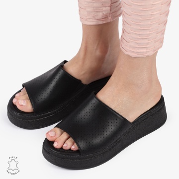 PAPUCI DAMA DIN PIELE NATURALA CRL1425 NEGRU - Img 2