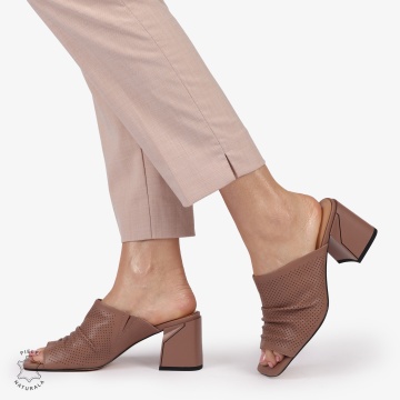SANDALE CU TOC GROS DIN PIELE NATURALA CRL1390 ROZ - Img 3