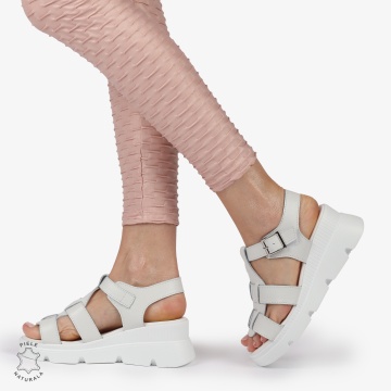 SAndale DAMA DIN PIELE NATURALA CU BARETE CRL1421 ALB - Img 2