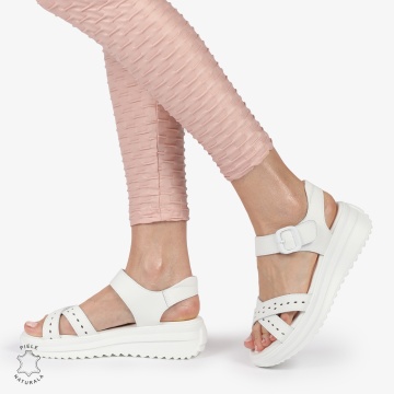 SAndale DAMA DIN PIELE NATURALA CU BARETE INCRUCISATE CRL1423 ALB - Img 4
