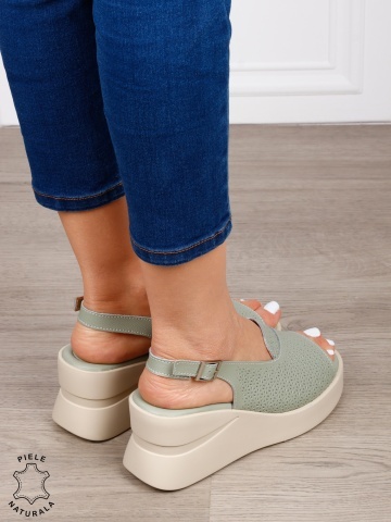Sandale damă din piele naturală model simplu și confortabil cu platformă CRL1645 BARILA - Img 4