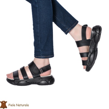 SANDALE Dama Piele Naturala CU BARETA CRL1324 Culoare: NEGRU - Img 2
