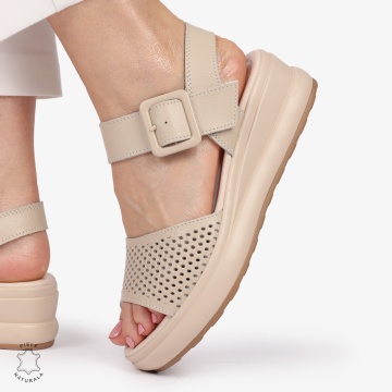 SAndale DAMA SPORT DIN PIELE NATURALA CU INCHIDERE CATARAMA CRL1411 BEJ - Img 2