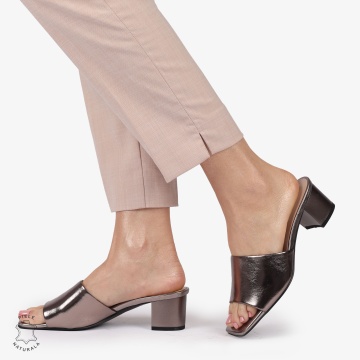 SANDALE ELEGANTE DIN PIELE NATURALA SLIP-ON CRL1392 PEWTER - Img 3