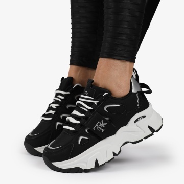 SNEAKERS din PIELE ECOLOGICA SI TEXTIL CRL1515 Negru - Img 5