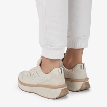 SNEAKERS din PIELE ECOLOGICA SI TEXTIL Multicolor CRL1279 BEJ - Img 4