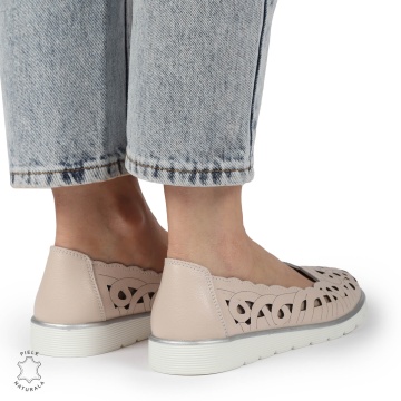 BALERINI dama din Piele naturala PERFORATA SLIP-ON CRL1357 ROZ - Img 3