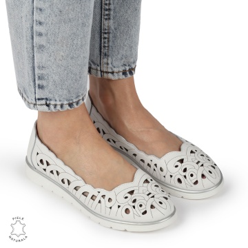 BALERINI dama din Piele naturala PERFORATA SLIP-ON CRL1357ALB - Img 3