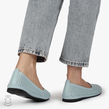 BALERINI dama din Piele naturala PERFORATA SLIP-ON CRL1358 ALBASTRU - Img 3