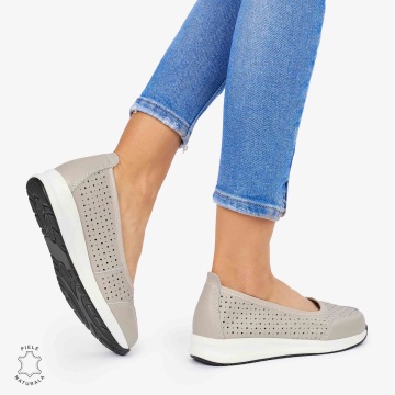 Balerini dama din Piele Naturala Slip-On CRL0721 CULOARE: GRI - Img 3