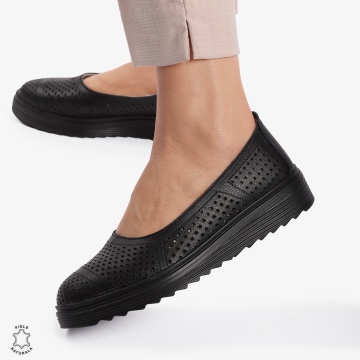 Balerini Dama Piele naturală CRL0105 NEGRU