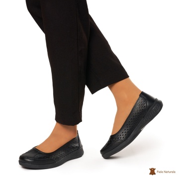 Balerini Dama Piele Naturala Slip-on CRL0073 NEGRU - Img 3