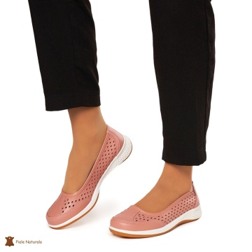Balerini Dama Piele Naturala Slip-on CRL0073 ROZ - Img 2
