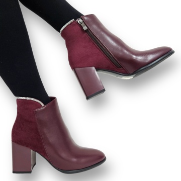 Botine DAMA din PIELE Ecologica cu FERMOAR CRL0925 CULOARE: Bordo - Img 2