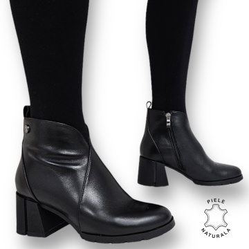 Botine DAMA din PIELE Naturala CRL0936 CULOARE: Negru - Img 8