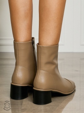 Botine DAMA din PIELE NATURALA CU TOC GROS CRL1508 Khaki - Img 3