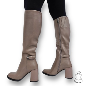 CIZME DAMA din PIELE NATURALA cu FERMOAR CRL0923 CULOARE: Khaki - Img 2
