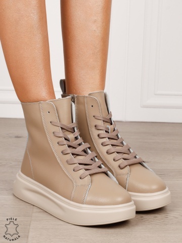 Ghete dama din Piele Naturala CRL0652 KHAKI - Img 2