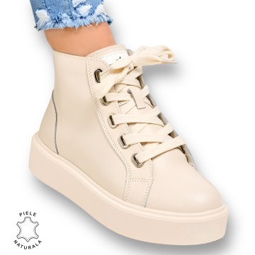 GHETE DAMA din PIELE NATURALA CRL0916 BEJ - Img 2