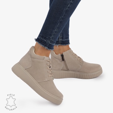 Ghete DAMA din PIELE NATURALA intoarsa CRL0911 BEJ - Img 2