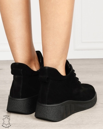 Ghete damă din piele naturală Intoarsa model clasic CRL1874 NEGRU - Img 3