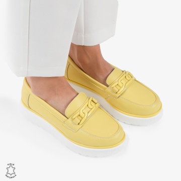 Mocasini dama din piele naturala CRL0787 GALBEN - Img 3