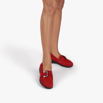 Mocasini dama din Piele Naturala CRL0844 ROSU - Img 4