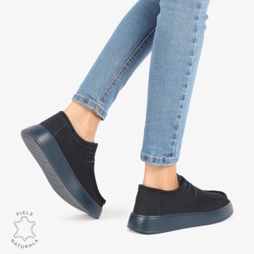 MOCASINI dama din Piele Naturala INTOARSA CU INCHIDERE SIRET CRL1226 NAVY - Img 4